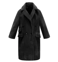 Отворотом шеи женщины зима нового пальто Длинные свободные частицы стрижку овец меха Теплая куртка