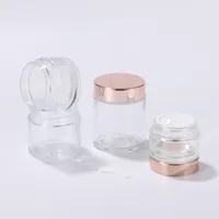 Hautpflegeverpackung Flaschen 5-100G Kosmetik klares Glascremeglas mit glänzenden Roségoldlids