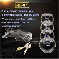 Latest Design HT V4 Natural Resin Male Cock Cage With 4 Penis Ring Bondage Lock Chastity Device Adult BDSM Sex Toy A777-3 3 Color