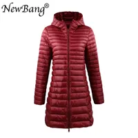 Newbang бренд женские пуховые куртки женские длинные зимние теплые пальто женщины ультра легкая пуховик с переносной сумкой женские пальто