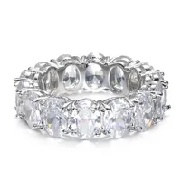 2020 Hot 7mm Koppar Inlagda Zircon Ringar för Kvinnor Koreansk Ljus Ovala Zirkon Gemstone Eternity Trendy Engagement Wedding Rings Smycken Gift