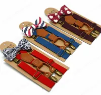 Barn Justerbara Lattice Suspenders Nya Baby Plaid Braces Kids Strap Clip med Bow Tie 9 Färg Bälten