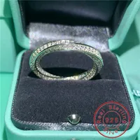 Palcem Ring Soild 925 Sterling Silver Promise Diamond Cross Engagement Wedding Band Pierścienie dla kobiet Prezent