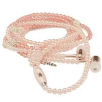 Casque MP3 Diamond Perles Perles de perles dans l'oreille Collier Écouteurs avec micro Fashional Cadeau Girls Téléphone Earbuds Casque Cadeaux 3,5mm
