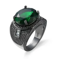 O partido do vintage Mulheres Anel de cristal verde Moda 14kt ouro preto do casamento do acoplamento S Anéis para mulheres / homens Jóias