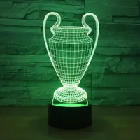 Copa de Futebol Troféu Lamp 7 Cores Alterando LED Night 3D Light Touch Botão USB do bebê Quarto do sono Luminaria Dropship
