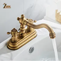 バスルームのシンクの蛇口Zgrk 360スイビルアンティークの真鍮の洗面台のミックスタップバスタブデュアルハンドルデッキマウントミキサー蛇口