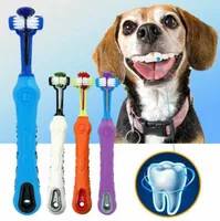 犬の柔らかい歯ブラシのペット猫の3つの編まれたゴムの歯のブラシの悪い呼吸ツール歯のブラシのティースケアKKA8012