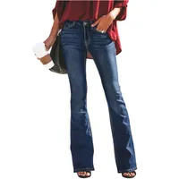 Jeans da donna 2021 Inverno vita alta Vita Vintage Flare per le donne Black Bell Bottom Denim Skinny Woman Plus Size Pantaloni a gamba larga femmina
