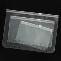 Couvercle de liant PVC A5 / A6 / A7 Sac de rangement à fermeture à glissière transparente 6 trous Sacs de papeterie imperméable à l'eau Voyage Portable Document Sac