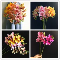 PU Phalaenopsis Real Touch Butterfly Orchid Fake Orchids 5 colors Artificial Orchid Flower For Wedding Decoration Wholesale