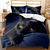 3D-gedruckte Bettwäsche-Sets Katze 3-tlg-Bett-Bett-Bett-Bettbezug-Kissenbezug Home Bettwäsche-Lieferungen