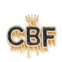 Hip Hop Jóias Custom Nome Colar Personalizado Drip Crown Intial Letra Pingente Colar para Unisex Presente Corrente Cabana Corrente Dropshipping
