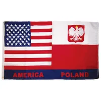 Bandeira SuperPoly EUA Poland Polska americano polonês, guarda nacional 100% Poliéster Individual Impressão do lado, frete grátis