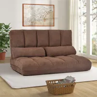 Doppel Chaise Lounge Sofa Boden Couch und Sofa mit zwei Kissen (Brown) PP036317DAA