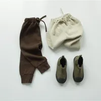 FM корейские ins качество детей маленькие мальчики ремни брюки брюки ребристые хлопчатобумажные осени эластичный