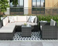 U_Style 8 Piece Rattan Sectional Seating Group with Cushions Patio Furniture Sets Outdoor Wicker Sectional WY000067EAA 2020 MZY Hotselling