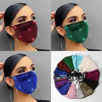 Salon Face Mask Fashion Lady BlingBling Paillette Designer Luxury Chic Sequins Washable Reusable Adult Mascarillas Protective Adjustable