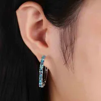 Mignon géométrique Argent 925 Zircon Anneau d'oreille pour les femmes forme ovale coréenne cubique Bijoux zircone