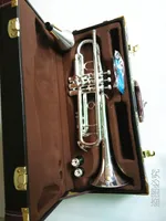 Sıcak Satmak Yüksek Kaliteli AB-190S Bach Trompet B Düz Gümüş Kaplama Profesyonel Trompet Müzik Aletleri Ile Kılıf Ücretsiz Kargo