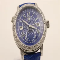2020 New Luxury New Azul E Sports Wrist safira azul Dezel azul Belt Mens Stainless ponteiro relógio dos homens homens assistir lua céu