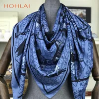 100% Twill Silk Scarf Kobiety Szalik Hidżab Wydrukowano Hot Design 130 * 130 cm Scarvessilk Moda Kobieta Bandana Wrap Lady Prezent T200818