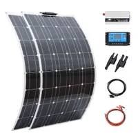 오프 그리드 태양 전지 패널 200W 플렉시블 태양 전지 패널 시스템 12V 배터리 충전기 단결정 셀 1000W 홈 시스템 키트
