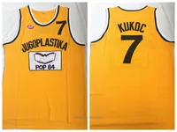 Version Basketball Jersey Jugoplastika 7 Kukoc-Stickerei Nähen Outdoor Sportswear Hip-Hop-Freizeit-Film-Pop 84 gelb S-3XL