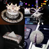 Car Seat Covers Luxury Crystal Interior Accessories Steering Wheel Cover Tissue Box Phone Holder Styling Air Outlet Perfume Ornaments