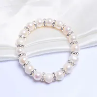 20pcs/lot Lucky Pearl Bracelets Bangles For Women with White crystal Beads Elasticity Jewelry Gift