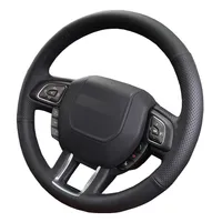 Noir PU faux cuir bricolage cousu main Steering Car Wheel Cover pour Land Rover Range Rover Evoque 2012-2018
