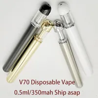 V70 버드 일회용 Vape 펜 0.5ml의 3.7 웁니다 라운드 금속 팁 Vape 카트리지 유리 탱크 세라믹 코일 350mah 배터리 기화기 분무기