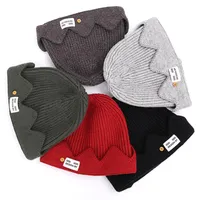 Hot Movie Style Special Edge Design American School Beanies Solid Colors Simple Skull Caps Decorated Button
