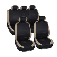 Winsun 9PCS general Estaciones asiento 5 asientos de coche Covers Set Beige Negro
