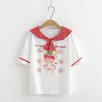 niños gilrs estudiantes camisetas de manga corta fruta encantadora tops camisetas Nueva llegada Material cómodo Messhable