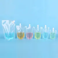 500ml Disposable Beverage Bags Transparent Plastic Drinking Bags Juice Pouches with Lid for Summer Beach A11