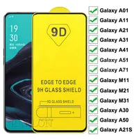 9D Full Lim Full Cover Screen Protector Ultra Thin Tempered Glass Clear Film för Samsung Galaxy S22 Plus S21 Fe A10S A21S A71 A02S A03S F42 F62 A32 A52 A72 A53 A73 A13 5G