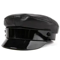 2021 أزياء السيدات المرأة الجيش كاب العسكرية قبعة القبعات newsboy 100٪ جلد الغنم حجم m l xl