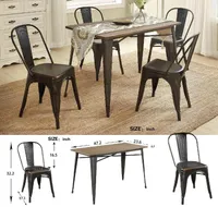 US Stock FAST Shipping U_STYLE 5-Piece Metal Dining Set with Solid Wood SL000024DAA
