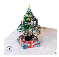 Carta a mano Auguri 2020 la vendita calda La stampa a colori tridimensionale biglietto di auguri di Natale albero di Natale 3D 3D e grazie per il nuovo