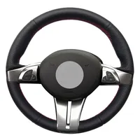 Preto PU de couro falso DIY mão-costurado Car Steering Wheel Cover para BMW Z4 E85 (Roadster) 2003-2008 E86 (Coupe) 2005-2008