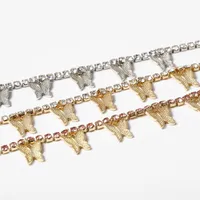 DHL Bling geometrische einlagige dreidimensionaler Strass Halskette Temperament mit Diamanten besetzten kleinen Schmetterlinge Quaste Personalisierte