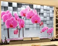 3d blomma tapet modern phalaenopsis blomma reflektion vardagsrum TV bakgrund vägg väggmålning HD dekorativa vackra tapet