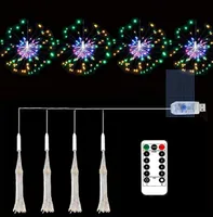 Luces de fuegos artificiales de alambre de cobre USB 4 piezas 320LED Fairy Light 8 Patrones Starburst Light, adecuado para luces colgantes de cadena de decoración interior