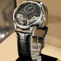 2020 Neue Ailang Marke Männer Automatische Mechanische Uhren Top Leatehr Wasserdichte Steampunk Uhren Herren Skelettuhr Rom Relogio T200812