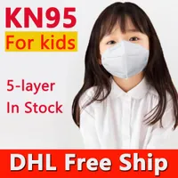 DHL Gratis Ship Kids KN95 Ansiktsmask 5 Lager Non-Woven Masks Tyg Dammsäker Vindskydd Anti-dimma Dammsäker Utomhusbarn Mask