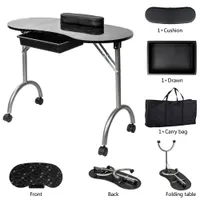 Waco портативный складной маникюрный стол, мебельная станция для ногтейля 1-ящик, техник WorkStation Client Wrist Pad (черный)