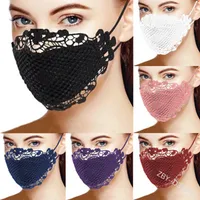 Mode Lady visage Masques avec des masques de dentelle coton bouche femmes Lady masque anti-poussière lavable Masques réutilisables Designer IIA444