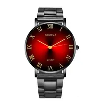 50pcs/lot Fashion Mens Roma Intercolor Double Colours Dial Black Relojes Business Alloy Quartz Watches New Male Casual Watches