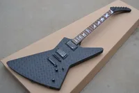 Personalizzato Metallo pesante MX250 James Hetfield Matte Black Diamond Plate Explorer Electric Guitar Deer Skull Mop Inlay Guitar Guitar Black Hardware